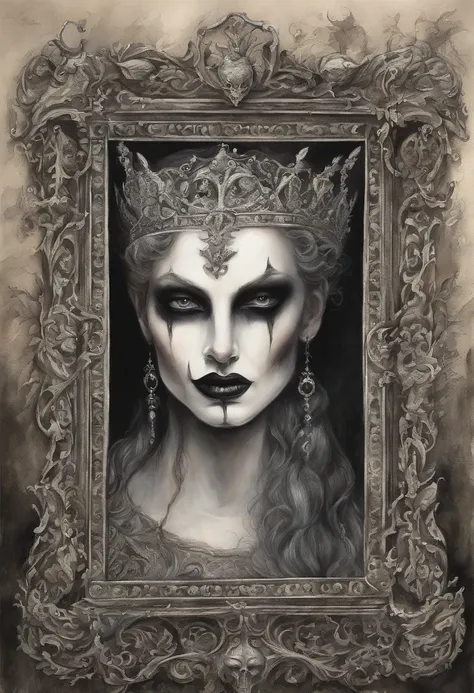 An oil painting of the true evil, in the style of trompe – l’œil illusionistic detail, blink – and – you – miss – it detail, wiccan, lithograph, gothic dark and macabre, romantic goth, gothic dark and ornate