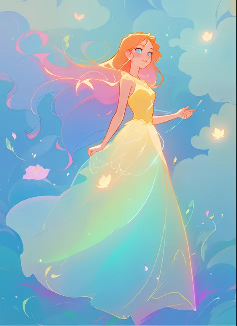 beautiful girl in flowing ballgown, inspired by Glen Keane, inspired by Lois van Baarle, disney art style, by Lois van Baarle, glowing aura around her, by Glen Keane, jen bartel, glowing lights! digital painting, flowing glowing hair, glowing flowing hair,...