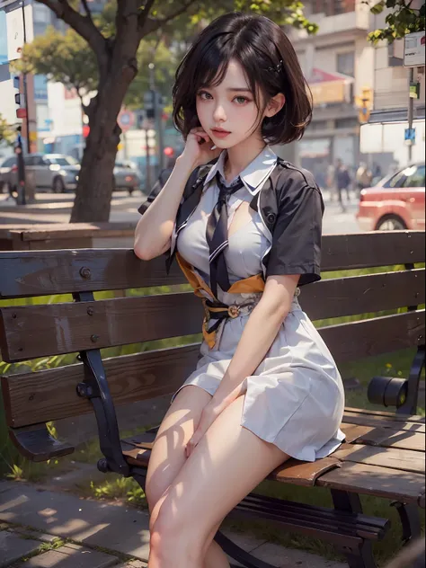 nsfw, 1girl, nude, full body, school girl, (masterpiece: 1.4), (8K, realistic, raw photo, best quality: 1.4), sitting on bench, spread legs, nipple areola shape clear, slit_pussy, beautiful breasts, Japanese girl, beautiful cute face, (real face: 1.4), per...