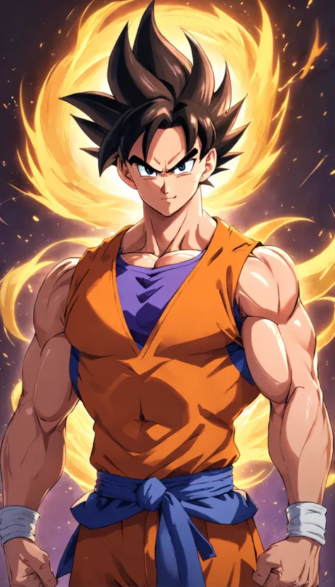 Gohan  Dragon Ball Super , full body, (((super strong, muscular, abs, bodybuilder))) colored, illustration, soft lighting, soft details, painting oil on canvas, octane render, HDR, trending on artstation, 4k, 8k, HD