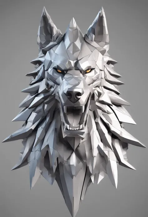 Metal wolf head close-up game medallion with crown，Primer plano de la cabeza del lobo，Estilo de arte Hearthstone, Arte de estilo Hearthstone, Arte conceptual de Hearthstone, Arte conceptual del juego Riot, Estilo de League of Legends, Iconic Character Spla...