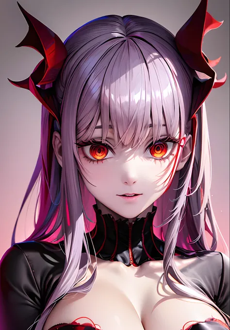 Chica de anime con cuernos y una corona en la cabeza, Gapmoe Yandere Grimdark, con ojos rojos brillantes, Chica de anime demonio, Chica de anime Gothic Maiden, con ojos rojos brillantes, Retrato Gapmoe Yandere Grimdark, Chica monstruo de anime, Mejor fondo...