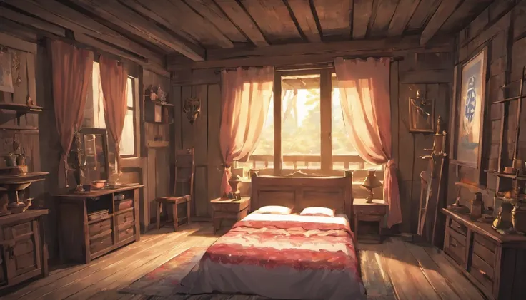 house interior, bedroom, medieval, single bed, poor, unpopulated, ultra detail