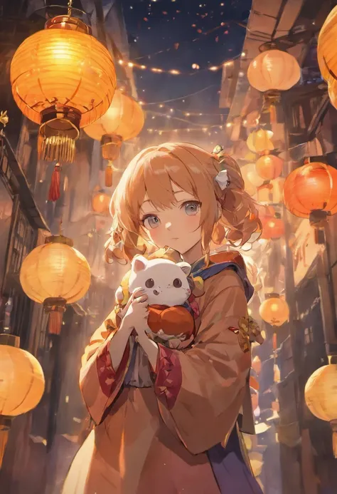 Mid-Autumn Festival，Girl holding rabbit