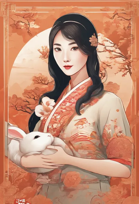 Mid-Autumn Festival，Girl holding rabbit