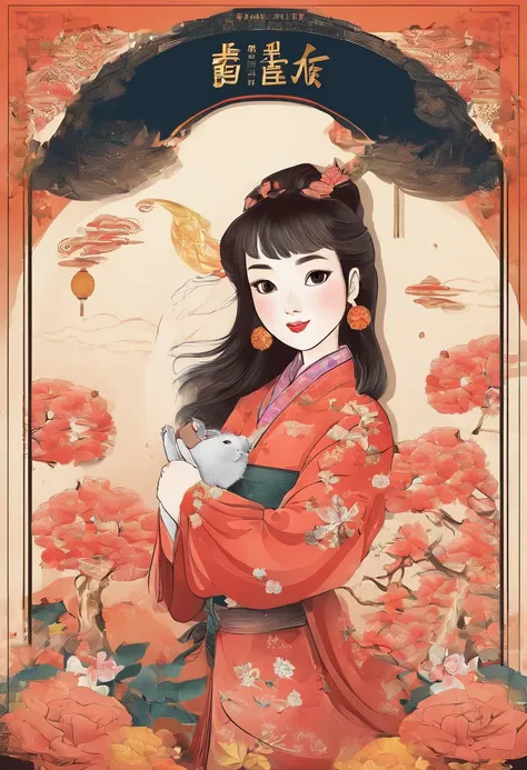 Mid-Autumn Festival，Girl holding rabbit