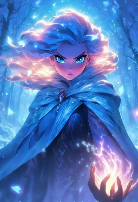 (best quality,4k,8k,highres,masterpiece:1.2),ultra-detailed,(realistic,photorealistic,photo-realistic:1.37),witch casting ice spells,blue hair,beautiful detailed eyes,detailed lips,magic circle of frost forming around her,outfit made of dark blue velvet an...