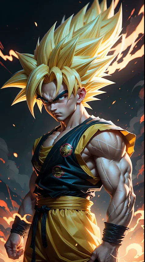 a close up of a cartoon character with a yellow hair, super saiyan, super saiyan goku, super sayan, super sayian goku, super saiyan 3, going super saiyan, dragon ball concept art, dragon ball artstyle, 4 k manga wallpaper, goku from dragon ball, an epic an...