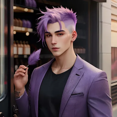 Man with purple hair