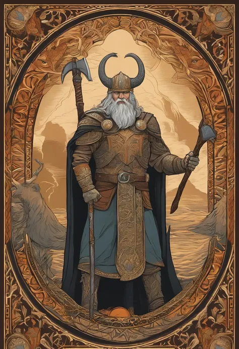 Craft a cover that explores Norse mythology, featuring gods like Odin and Thor, creatures like giants, and the prophecy of Ragnarök.