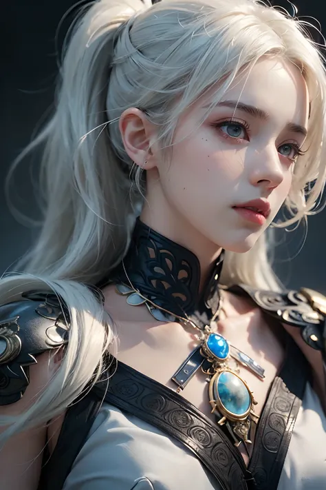 1girl, handsome girl, white hair pony tail, intricate, solo focus, realistic, dynamic pose realistic, detailed and correct facial structure, handsome, attractive, slightly muscular, cinematic lighting, unreal engine, trending on ArtStation, intricate detai...