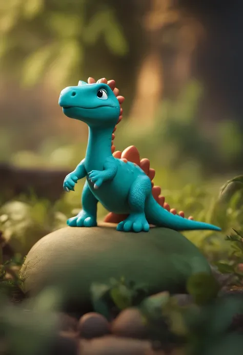 Cute kawaii dinosaurs，Popmart blind box，Bright background，arte 3D，depth of fields，pixar trend，hyper realisitc，Ray traching，Complicated details，animation lighting，full bodyesbian，standing on your feet