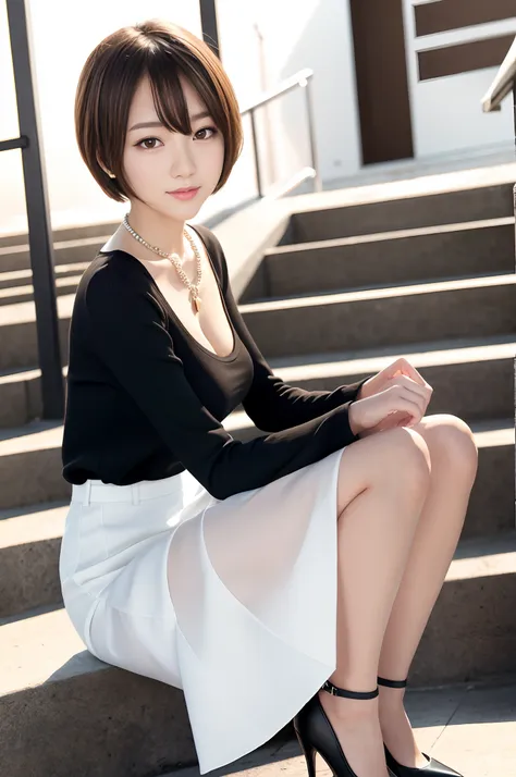 8k raw photos, high resolution, slender korean at 17 years old, light brown hair, big round breasts, formal shirt, formal skirt,...