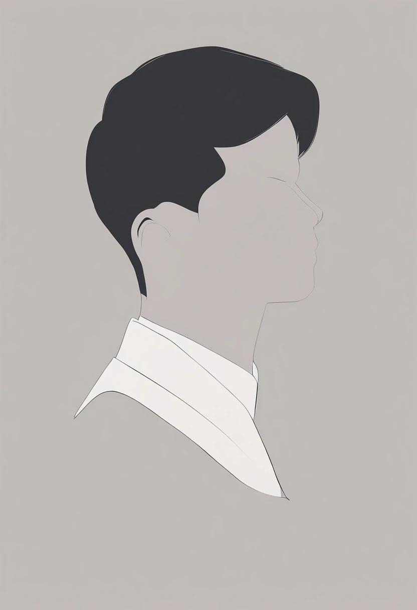 indie game art, simple, minimalist, dull, round, curved lines, lonely little  boy headshot,