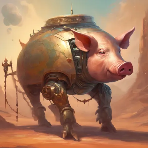 A half war pig half robot half human full body