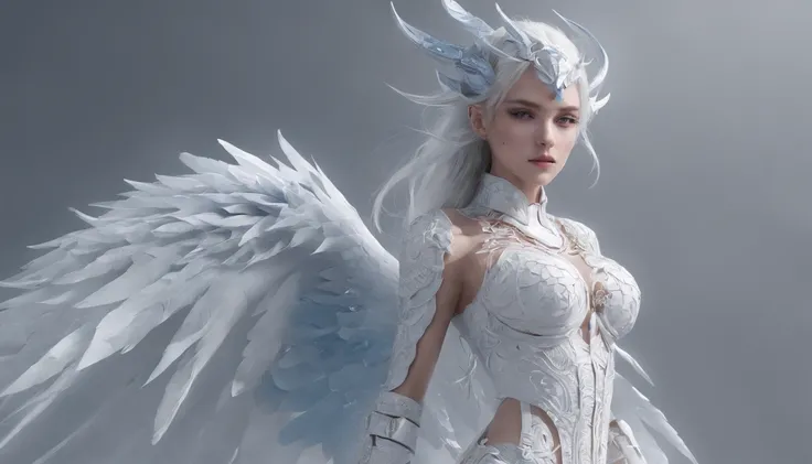 Luna Freya Knox Frey，Highest image quality，Outstanding details，超高分辨率，（Fidelity：1.4）, Favor the details，closeup cleavage，Ride a dragon，High-tech dragon knight mech，He has a delicate and beautiful face，（（Blue-white flying semi-mechanical fuselage：1.8）），Raise...