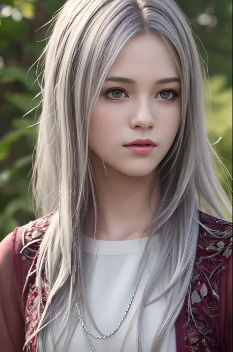 high quality, best quality, photo-realistic, raw-photo, realistic, ultra realistic 8k cg, ultra-detailed, High definition, masterpiece, 1girl, long hair, silver hair, close-up, intricate details, detailed texture, finely detailed,