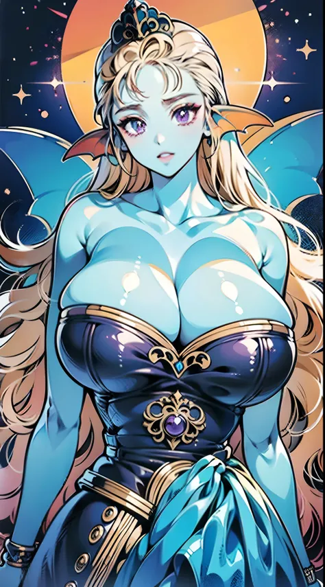 8K,High quality,Anime,married,Beautiful,Bright,Eye Highlights,Purple eyes,Sexy,ultra gigantic tits,oversized tits,Dark blue ,Erotic,beautiful line art. Blue skin, Blue and orange gradient fins, , Nothing on, Nothing on, Nothing on,