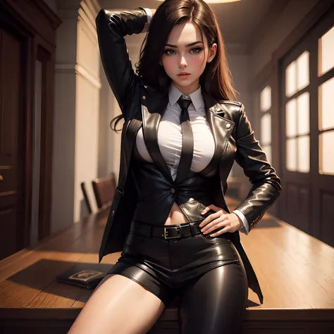 Leather blazer russian girl sexy