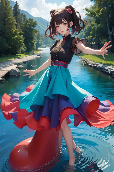 (masterpiece, top quality, official art:1.2),(colorful),looking at the viewer,1girl, portait, solo, floating colorful water