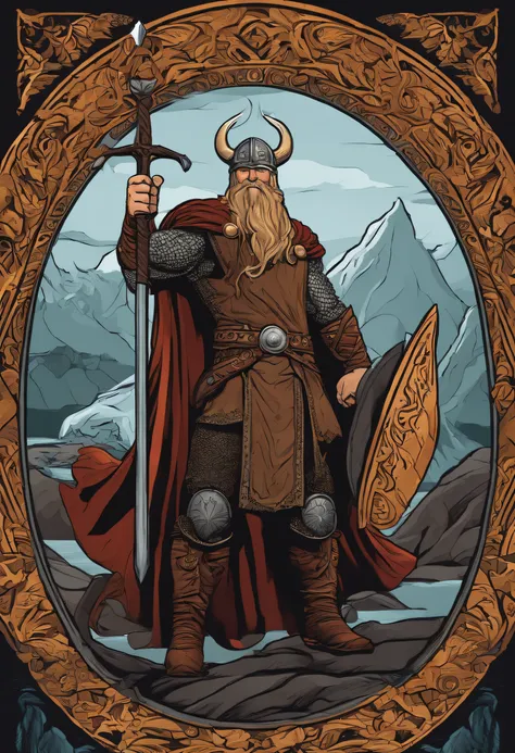 viking forte, beber uma cerveja, corpo inteiro, Comic book style, vetor, Inspirado em Thor, sem antecedentes, Charismatic