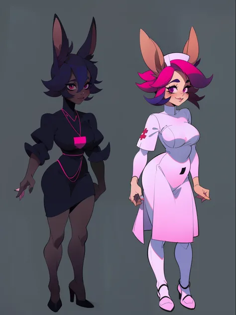 character concept adopt, female cute (yordle) , fullbody dress pink (nurse)