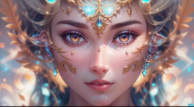 Symmetrical, The tender essence of a woman, Full illustration, The Source of Consciousness, The Energy of the Universe, vitality, Prana, The Mind and Spirituality of God, Masterpiece, Trending on ArtStation, A whirlwind of galaxies, tinsel, Glitter, Adobe ...