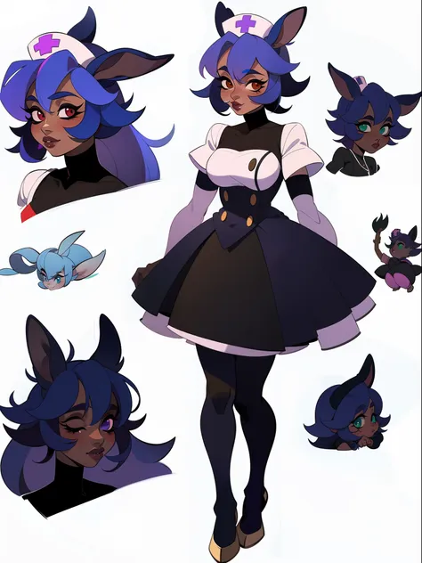 character concept adopt, female cute (yordle) , fullbody dress  (nurse)