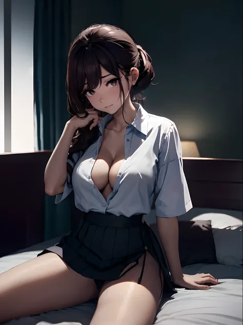 modest brown hair、Loose curly hair、boredom、Short ponytail、poneyTail、Woman in her 30s、35 year old、OL、adult lady、Working women、At work、White short-sleeved shirt、skirt by the、White underwear、(cry cry、Reluctant、lyin in bed、forcibly、In the middle of undressing)...