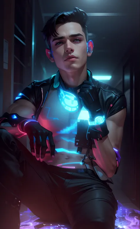 Change background cyber punk handsome boy realistic face  8k Ultra realistic