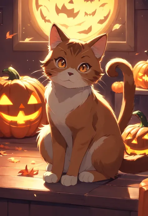 Cat Halloween Party，（Brown cat），Mofumofu