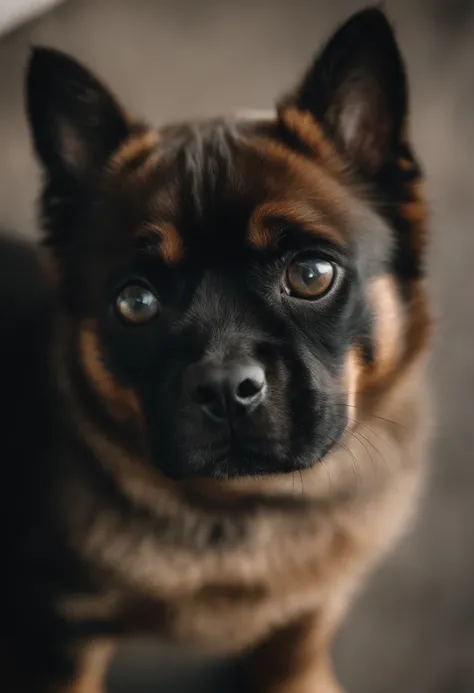 A kitten communicates with a formidable Rottweiler