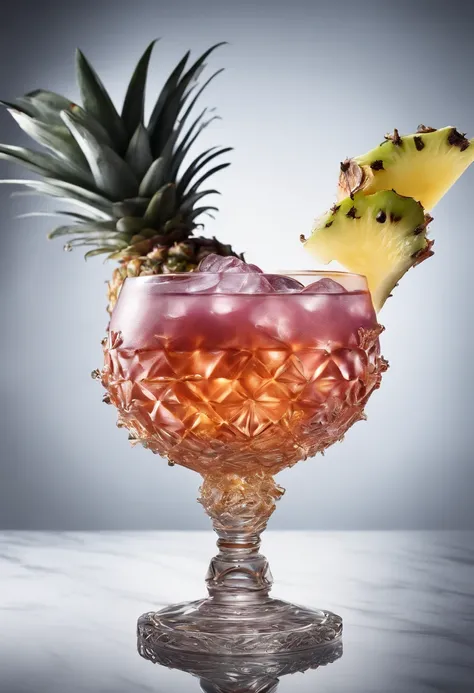 a cocktail, pineapple, grape, cinematic, professional photography, studio lighting, studio background, advertising photography, intricate details, hyper-detailed, ultra realistic, 8K UHD