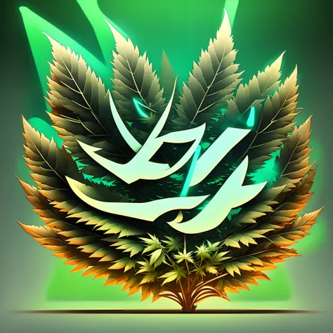 make vector logo with weed bud icon and name Mr Budz with Green neon fount and Blue backround