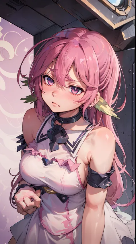 Jibril, ((upper body)), blushed, perfect anatomy, detailed eyes, detailed lips, extremely detailed eyes and face, vivid colors, sharp focus, masterpiece:1.2, ultra-detailed, blushed, ((doggystyle)), (solo), ((dress)), sleeveless, ((((random hairstyle)))), ...