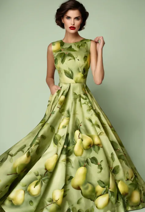 Pear pattern dress，Many details，realistic detail