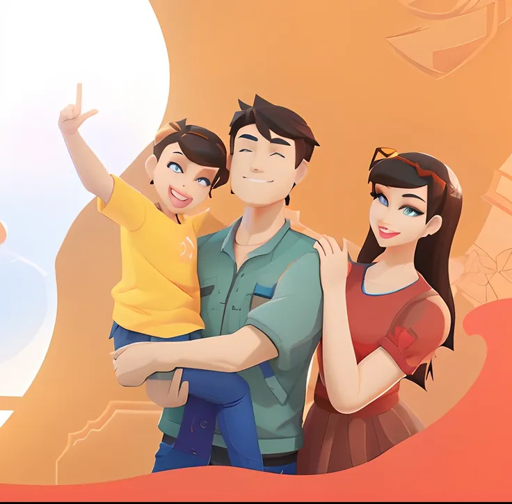 Family of three, 3 d icon for mobile game, stylized shading, soft image shading, smooth shading, Stylized 3 D, game icon stylized, Soft Shading, Stylized art, arte renderizada, item art, smooth light shading, 3d game object, stylised painting, added detail...