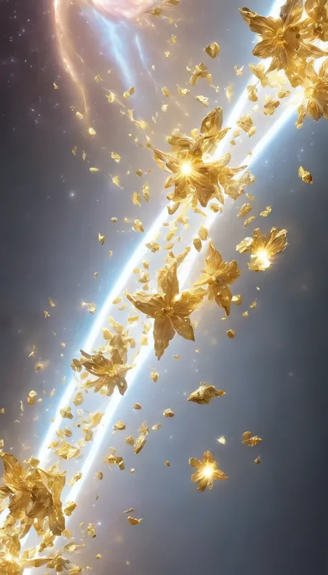 (stocky luminous flux),cosmos space,extra-firce,golden and white beam,(shatter through the asiderite),magnificient,official art,best quality