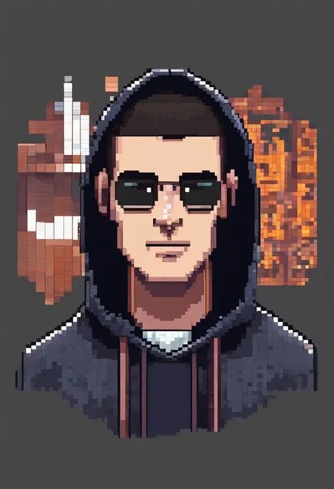 Young Man wearing a Graphic Hoodie, Facing the camera, Cartoon style, 8k. Dark gray background