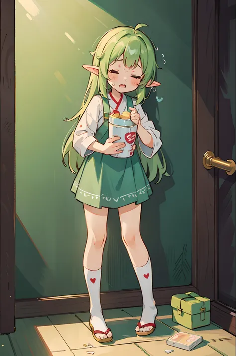 Full body shot of cute elf girl、Uncover the realities of her everyday life、Groaning at home、Drunk