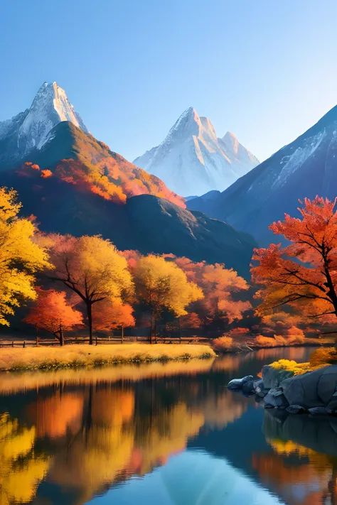 a beautiful korean mountain and lake, (masterpiece), (portrait), (raw photo), (highly detailed cg unity 8k wallpaper) intricate,...