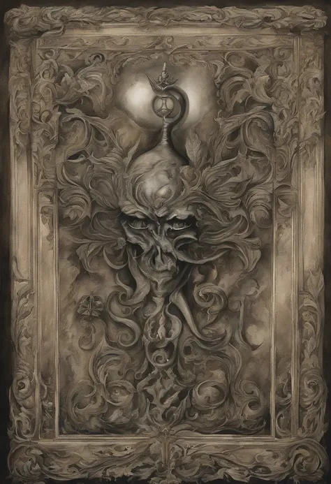 An oil painting of real evil, in the style of the horn – The eye Illusionistic detail, Blink – and – you – miss – it details, Wiccan, lithographie, gothique sombre et macabre, gothique romantique, Dark and ornate Gothic