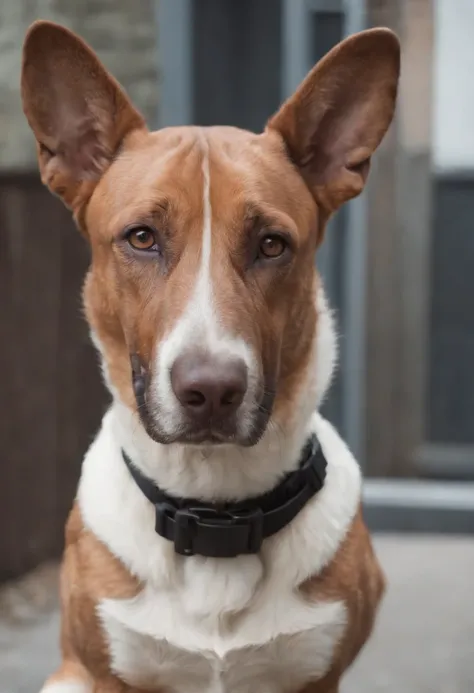 A 40 year old man with dogs ears and tail wearing a paramedic uniform