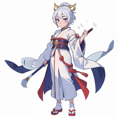 Cartoon image of a woman in a white robe holding a sword, keqing from genshin impact, Onmyoji, zhongli from genshin impact, onmyoji detailed art, anime style character, Lung-hsien, best anime character design, portrait onmyoji, genshin impact character, wh...