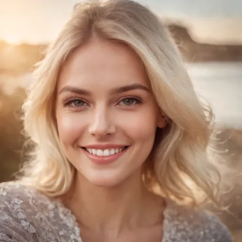 femme blonde selfie sourire