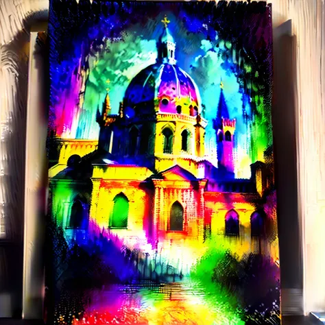 View to Florence Cathedral Duomo di Firenze acrylic painting, crisp vivid colors --ar 16:9