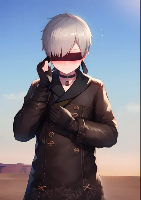 one boy、9s、i have nosebleeds、blushed face、heat、embarrassed from、bashfully、desert in the background