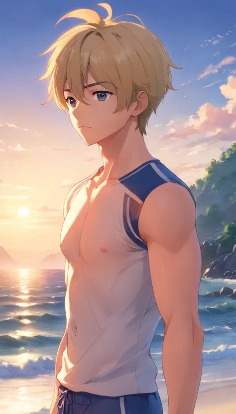 ((Masterpiece, Highest quality)), Detailed face, character design sheet, full bodyesbian, Full of details, frontal body view, back body view, Highly detailed, Depth, Muscle boy with blonde hair，handsome man, navy, commander, man tall