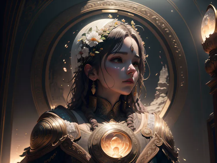 High detail, romanticism lain, god light, full bloom, Chiaroscuro, Cinematic lighting, Masterpiece, ccurate, Anatomically correct, Super detail, Award-Awarded, Best quality，People today cannot see the ancient moon，This month once shone on the saying of the...