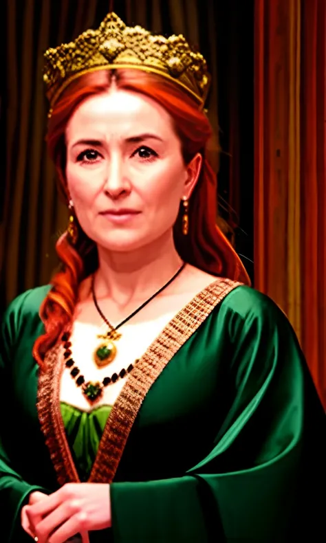 ((NSFW)), ((Showing breast)), a close up of a woman in a black dress and a green shawl, isolde, as a medieval fantasy character, wearing gilded ribes, inspired by Valéria Dénes, sansa, wearing a noblewomans outfit, & her expression is solemn, innblásin af ...